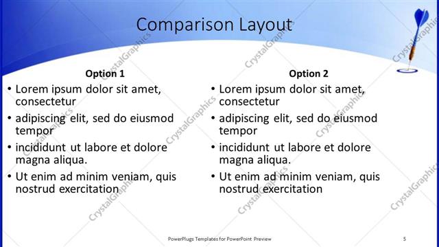 Comparison presentation slide layout