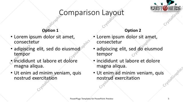 Comparison presentation slide layout