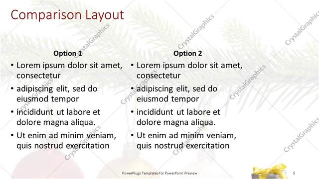 Comparison presentation slide layout