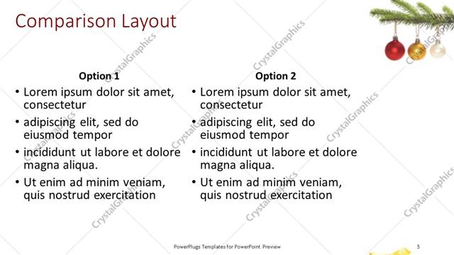Comparison presentation slide layout