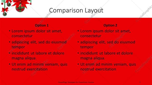 Comparison presentation slide layout
