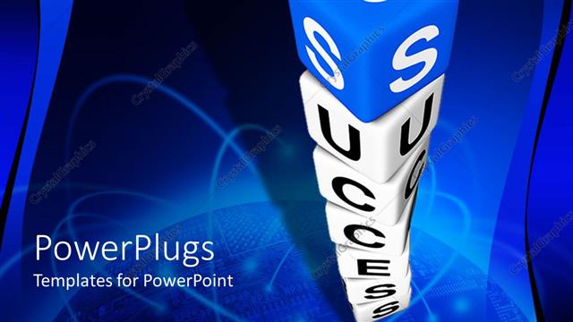  Presentation with success - A number of dice with bluish background