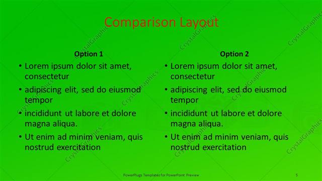 Comparison presentation slide layout
