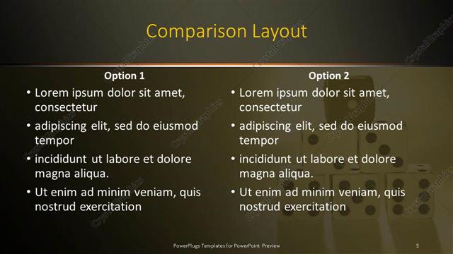 Comparison presentation slide layout