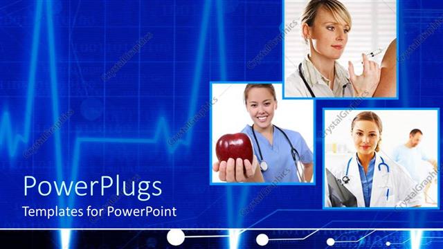  Presentation with collage medical - A number of doctors with heartbeat line in the background