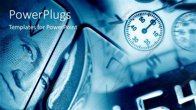  Presentation with finance - A number of dollar note description with clocks in background