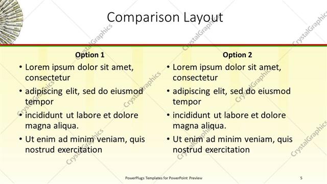 Comparison presentation slide layout