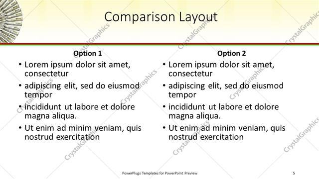 Comparison presentation slide layout