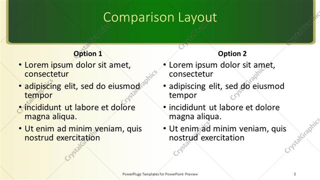 Comparison presentation slide layout
