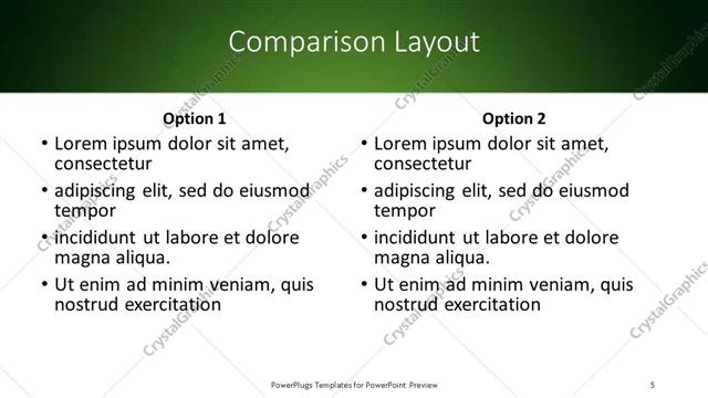 Comparison presentation slide layout