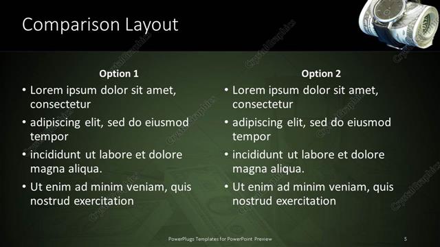 Comparison presentation slide layout