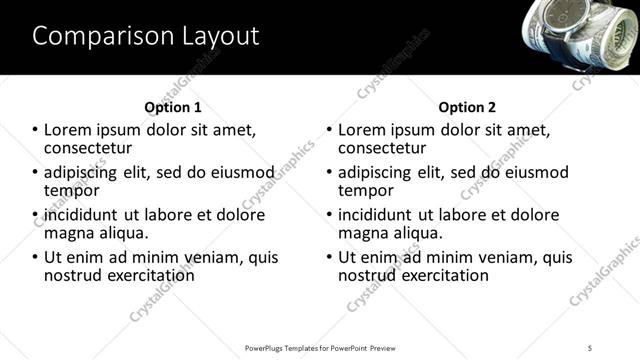 Comparison presentation slide layout
