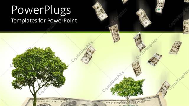  Presentation with money - A number of dollar notes with trees on them