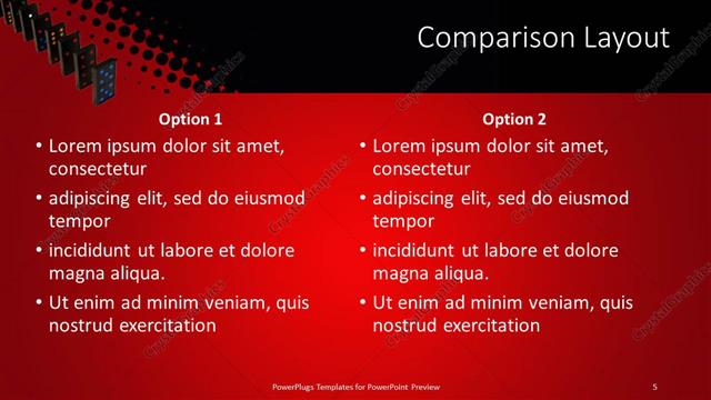Comparison presentation slide layout