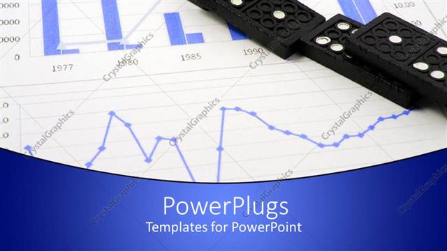  Presentation with financial report - A number of dominos over a financial report