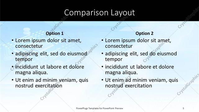 Comparison presentation slide layout