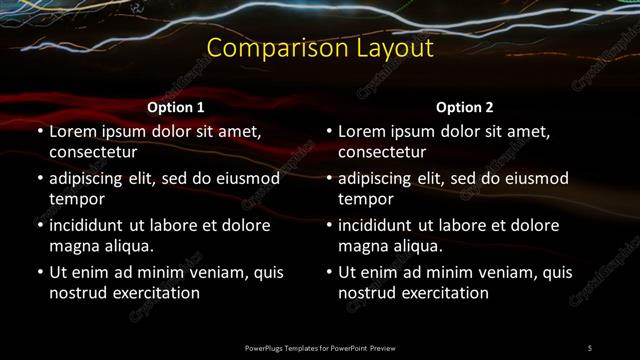 Comparison presentation slide layout
