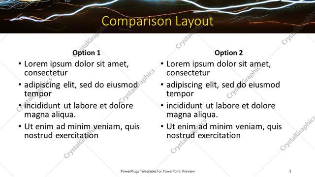 Comparison presentation slide layout