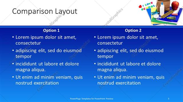 Comparison presentation slide layout