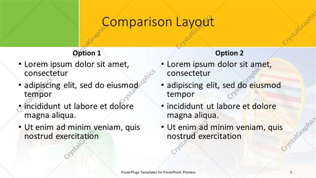 Comparison presentation slide layout