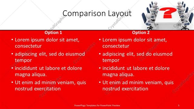 Comparison presentation slide layout