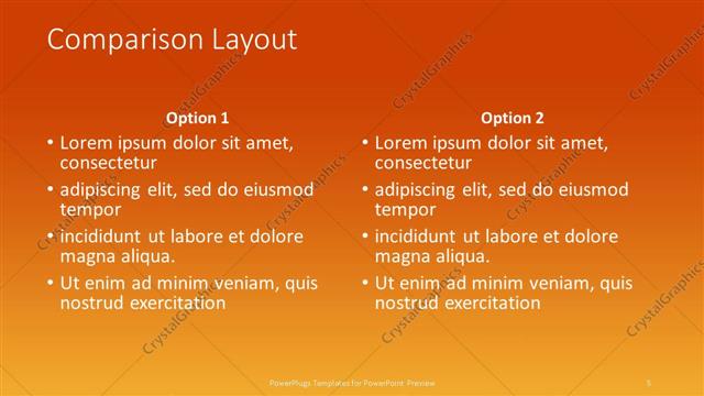 Comparison presentation slide layout