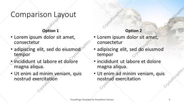 Comparison presentation slide layout