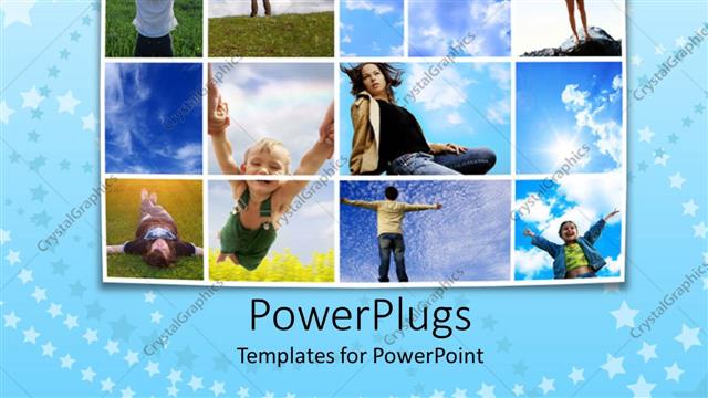  Presentation with joy - A number of family pictures with clouds in the background