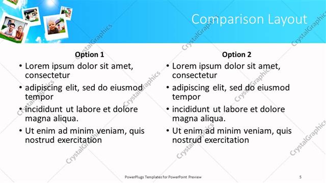 Comparison presentation slide layout