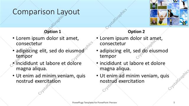Comparison presentation slide layout