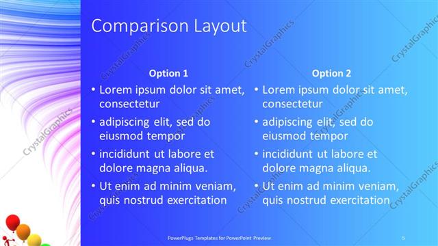 Comparison presentation slide layout