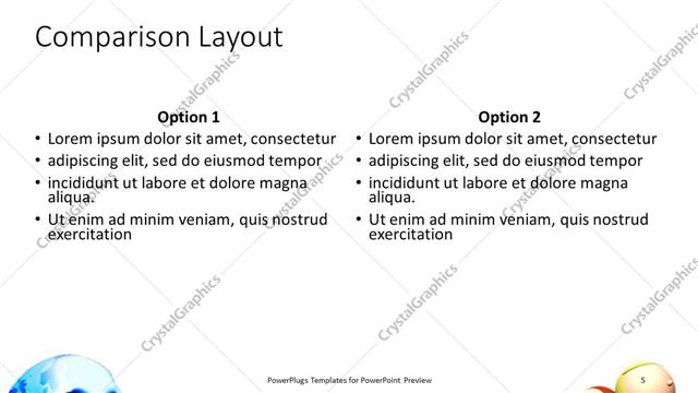 Comparison presentation slide layout