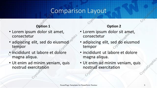 Comparison presentation slide layout