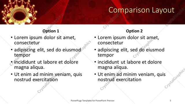Comparison presentation slide layout