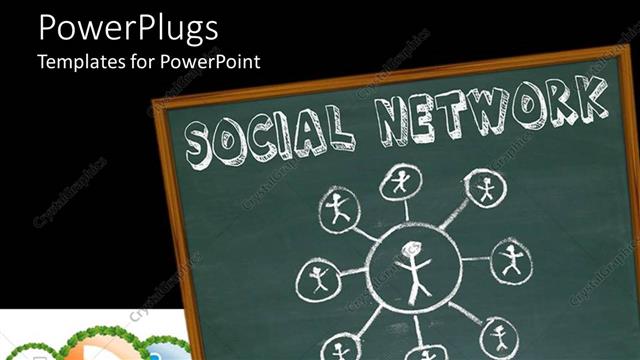  Presentation with social - A number of figures connected on a blackboard to depict social network