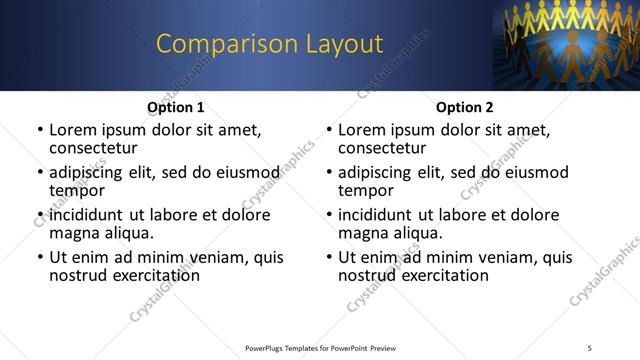 Comparison presentation slide layout