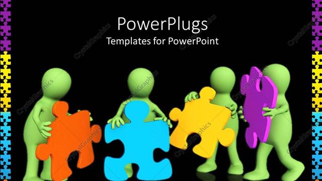  Presentation with holding puzzle pieces - A number of figures holding the puzzle pieces