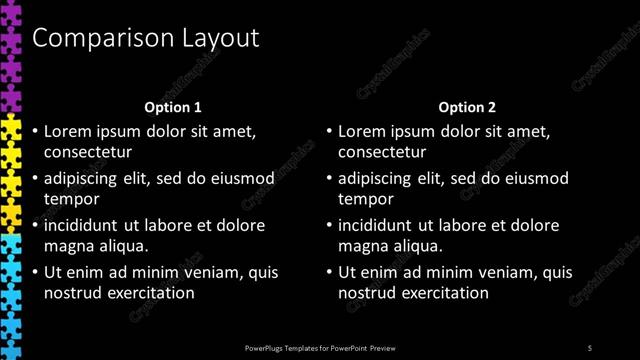 Comparison presentation slide layout