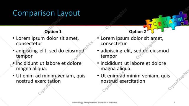 Comparison presentation slide layout