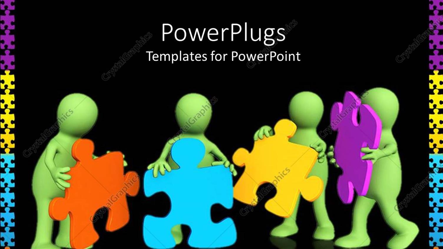 Featuring a Number of Figures Holding the Puzzle Pieces