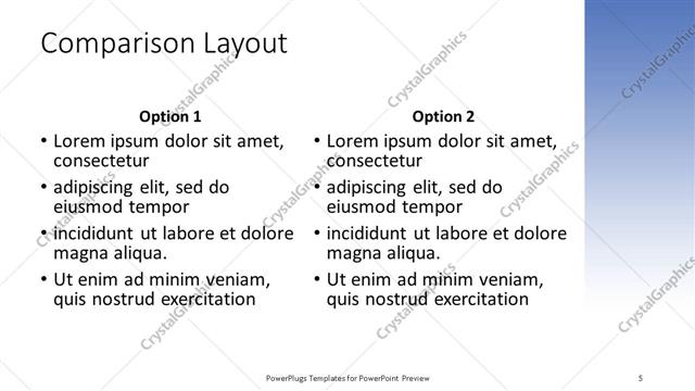 Comparison presentation slide layout