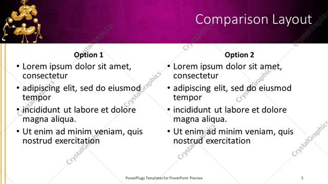 Comparison presentation slide layout