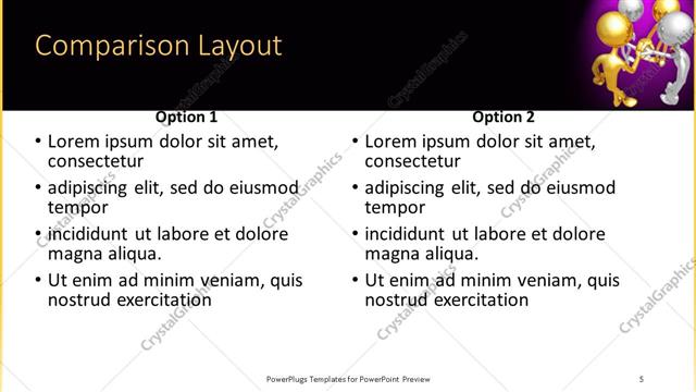 Comparison presentation slide layout