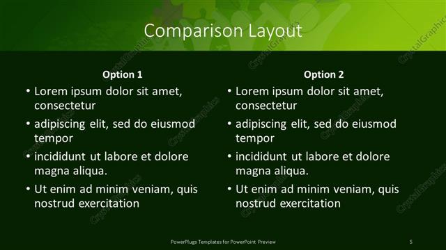 Comparison presentation slide layout