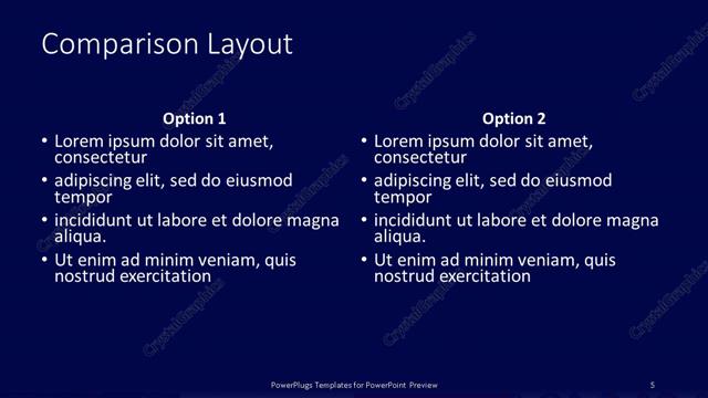 Comparison presentation slide layout