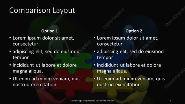 Comparison presentation slide layout