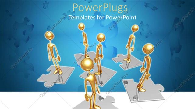 Presentation with power - A number of figures standing on the puzzle pieces