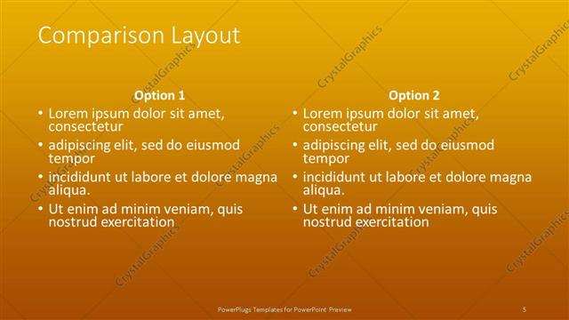 Comparison presentation slide layout
