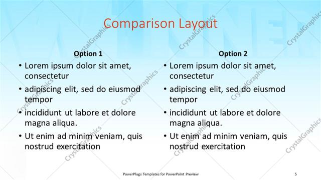 Comparison presentation slide layout