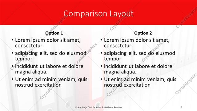 Comparison presentation slide layout